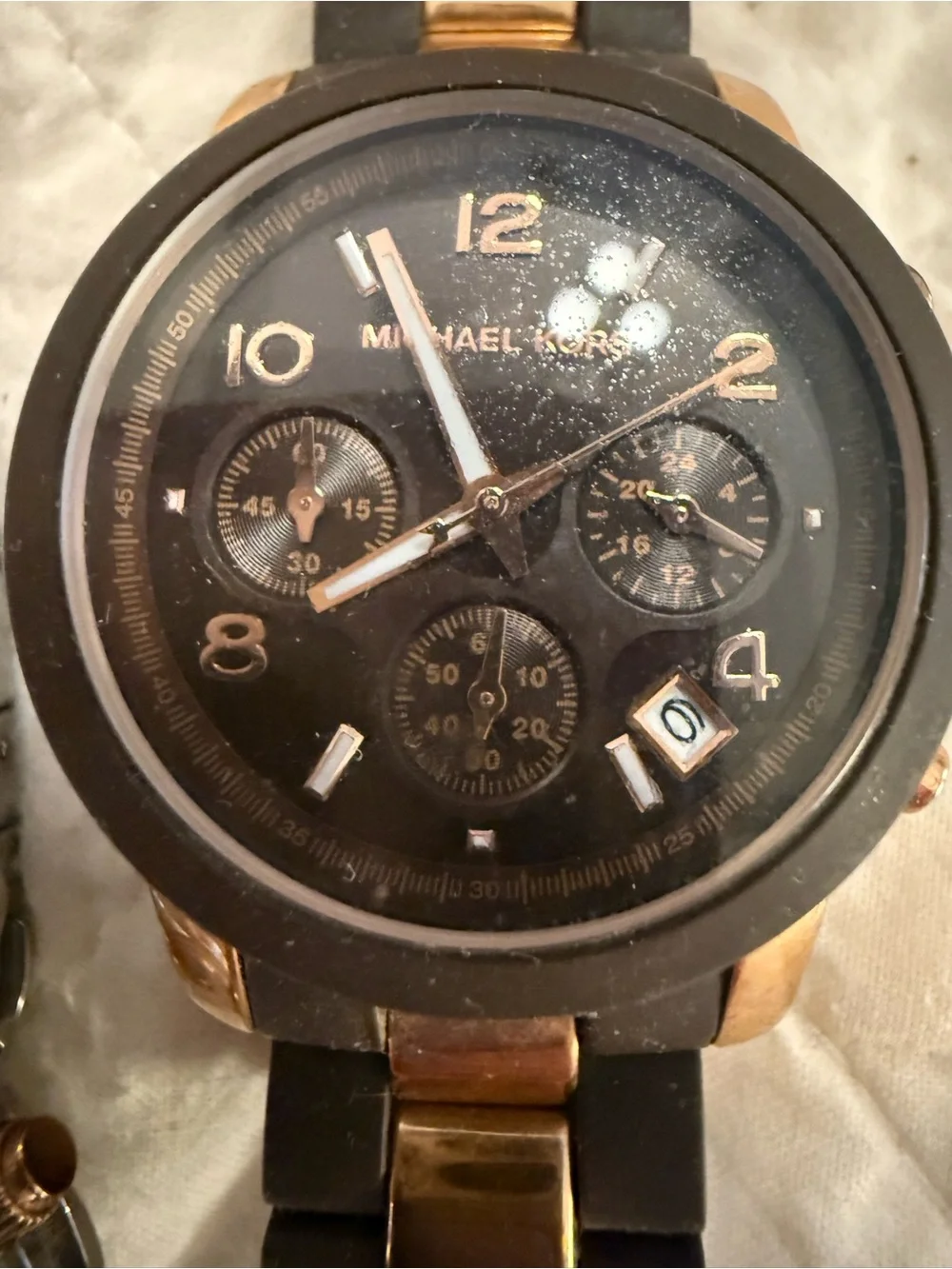 Michael Kors Silver and Rose Gold Two-Tone Chronograph Watches - Picture 5 of 7
